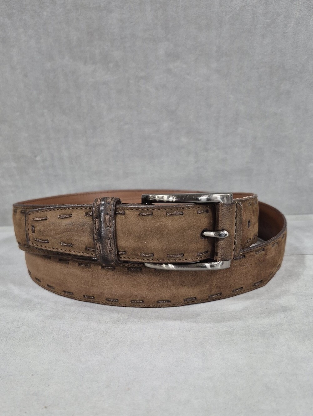 Johnston & Murphy belt men's 40 brown Aniline kipskin shoulders distressed FLAWS